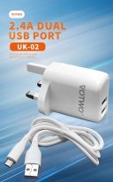 2.4A Dual USB Port Charger (UK-02)