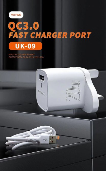 QC3.0 20W Charger (Model UK-09)