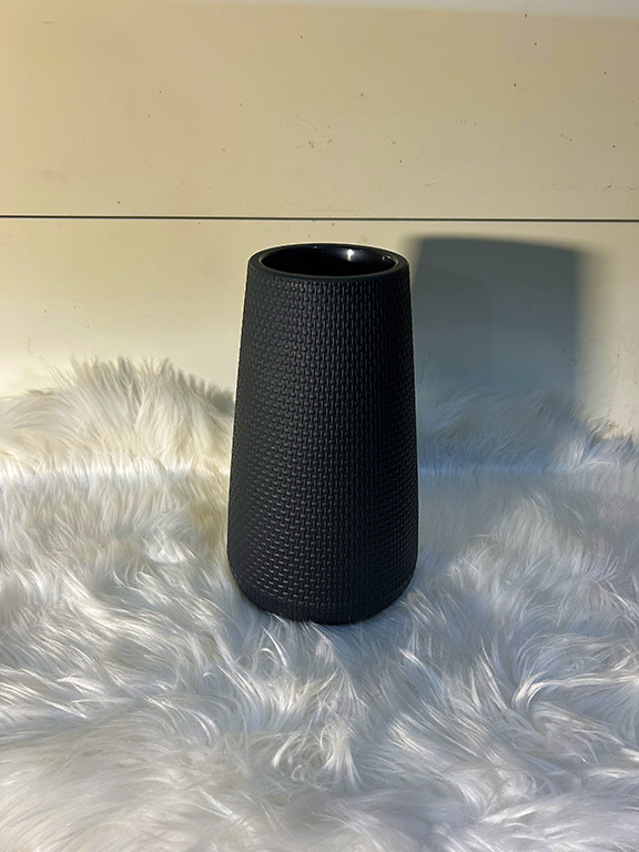 Large Artificial Green Plant in Textured Black Vase