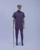 Elegant Brown Short-Sleeve Men's Tunic with Beaded Hat