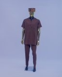 Chocolate Brown Men's Kaftan Set with Embellished Hat
