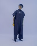 Black Traditional Agbada with Gold-Embroidered Hat
