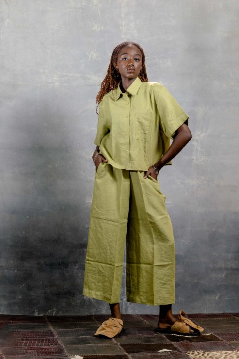 Linen Cropped Shirt & Culottes