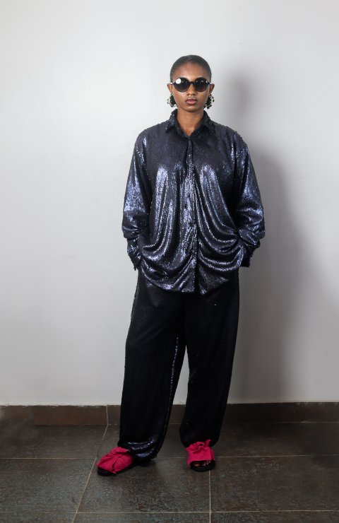 Sequined Pajama Shirt and Pant set