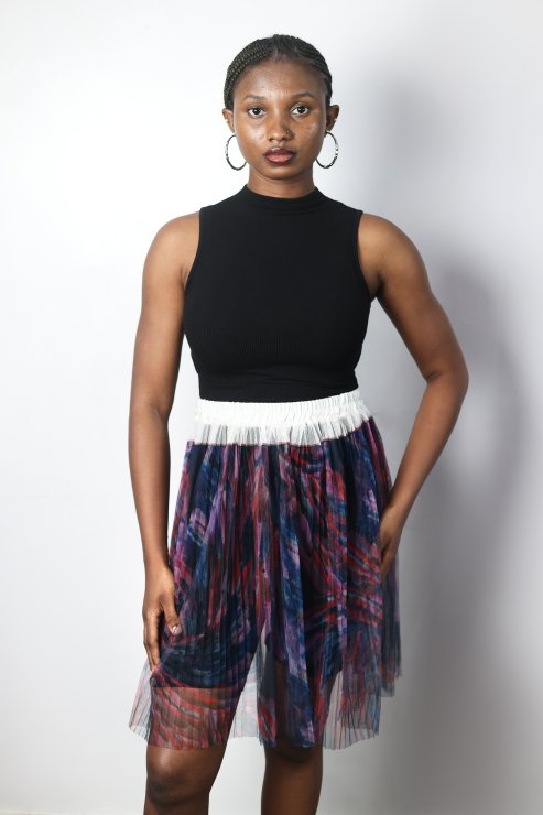 Accordian chiffon tulle skirt long and short